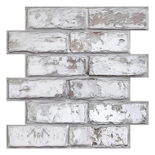 3D Faux Brick Wall Panel, Peel and Stick Brick Tiles, 10 Pcs of 12"X12", Smal...
