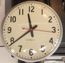 National Time 12" Silver School Grade Hard Wire Wall Clock Surface Ex-ll Notched