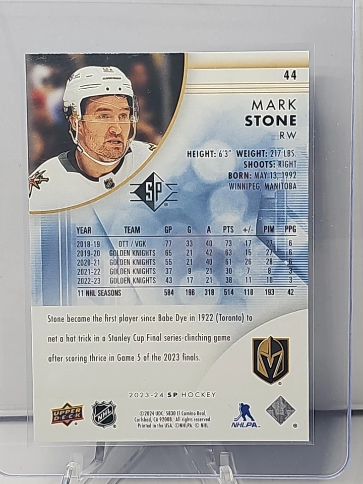 2023-24 Sp Authentic - Mark Stone #44 - Image 2 of 2