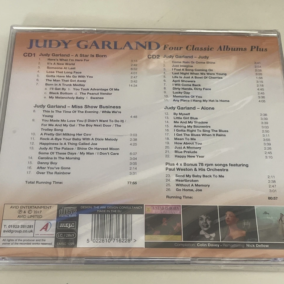 Judy Garland - Four Classic Albums Plus (2017) - New in Shrinkwrap Foto 2 de 4