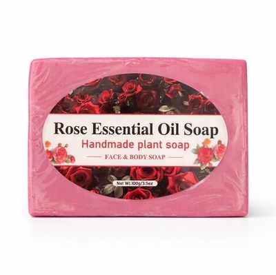 Rose Essential Oil Soap Handmade Rose Scent Pink Floral Face & Body Bar 100g