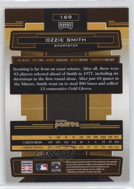 2005 Playoff Absolute Memorabilia Ozzie Smith #169 HOF - Image 2 of 2