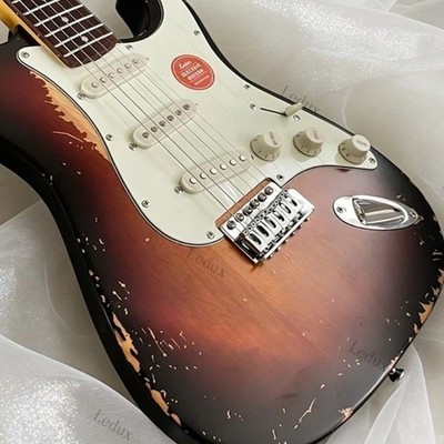 New Vintage 3-Color Sunburst Electric Guitar SSS Pickups Solid Body Maple Neck