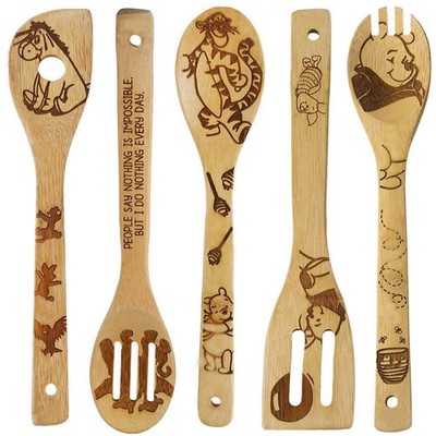 5 PCS Cartoon Wooden Spoons for Cooking,Winnie the Bear Kitchen Accessories,C...
