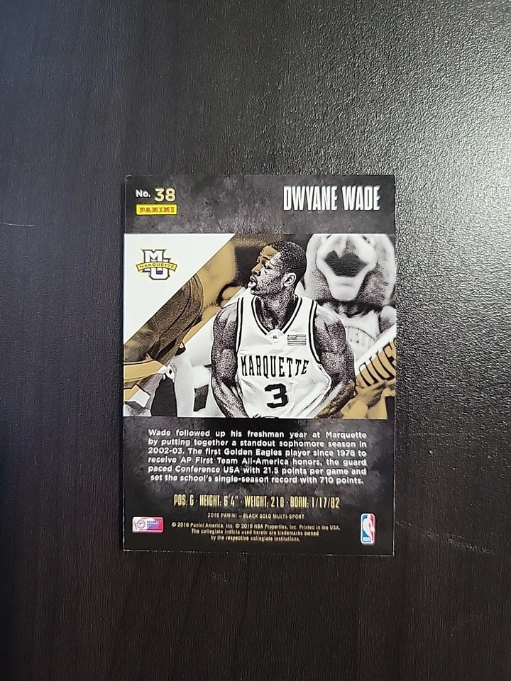 2016–17 Panini Black Gold Collegiate — Дуэйн Уэйд No38 белое золото /75 - Изображение 2 из 2