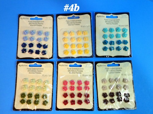 BNIP RETIRED RECOLLECTIONS RESIN FLOWERS 96CT. LOT SCRAPBOOK EMBELLISHMENTS #4b - 第 1/5 張圖片