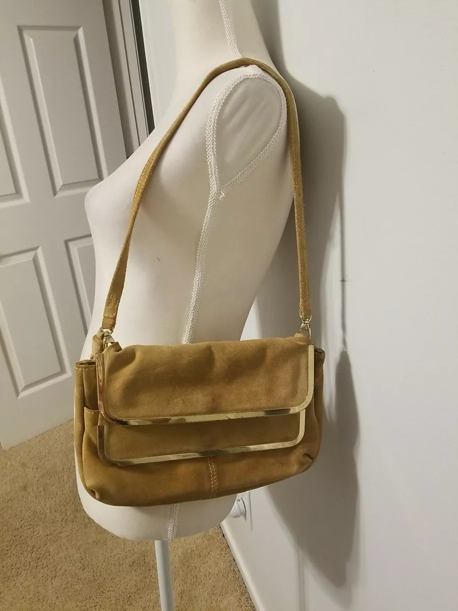 French Connection Suede Shoulder Bag Purse yellow beige eBay