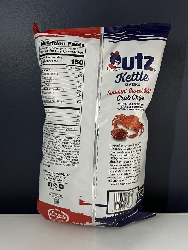 🟠 Brand New Rare Limited UTZ Kettle Smokin Sweet BBQ Crab Chesapeake