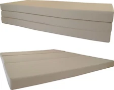 Queen Shikibuton Trifold Foam Beds, High Density Folding Mats 4x60x80, Tan