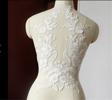 Sale Lace Skirts Dress Motif Embroidery Floral Applique Costume Bridal Trim 1 PC