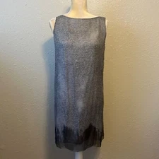 NWT Leon Max Limited Edition Grey and Black 100% Silk Dress Size XS