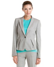 NWT 495 wool Rachel Roy career light gray jacket blazer pleated peplum 8 M