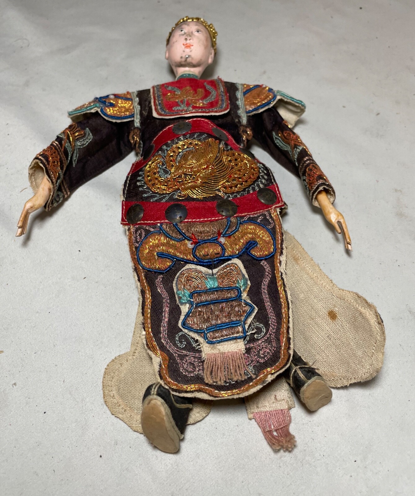 Antique Chinese Handmade Peking Opera Theatre Puppet Chaozhou Doll Qing Dynasty