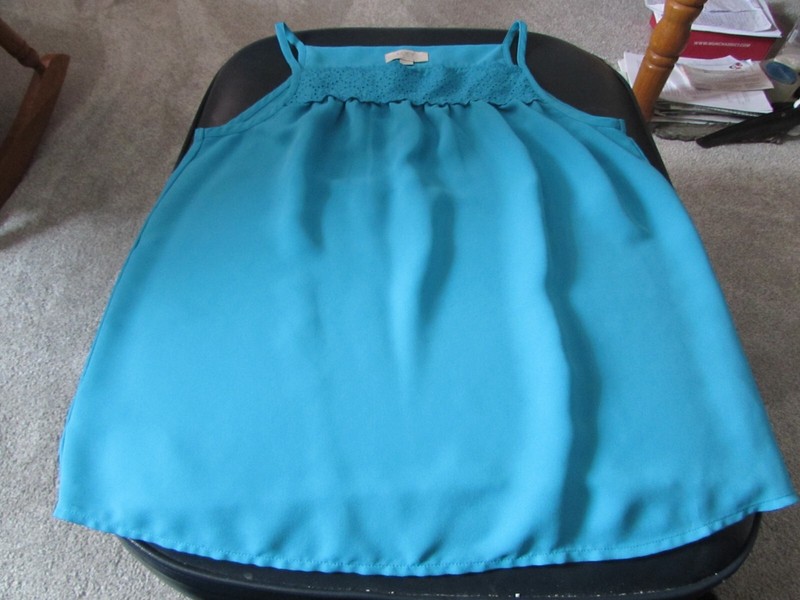 Women's Ann Taylor Loft Tank w/ Eyelet Across Top Size SP Turquoise