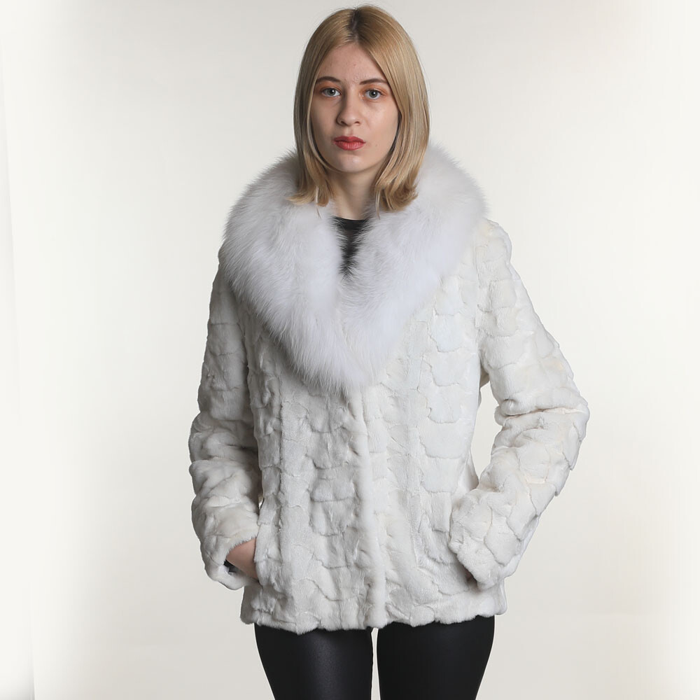 short white mink coat