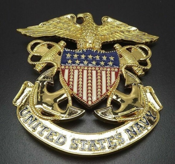 United States Navy USN Medallion Grill Badge Car Truck 61/4" Brass for