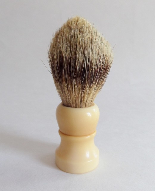 Vintage Erskine Shaving Brush Silvertip Badger Hair 500 Beige Bakelite
