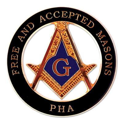 Prince Hall F&AM Round Masonic Auto Emblem - [Black & Gold][3'' Diameter]