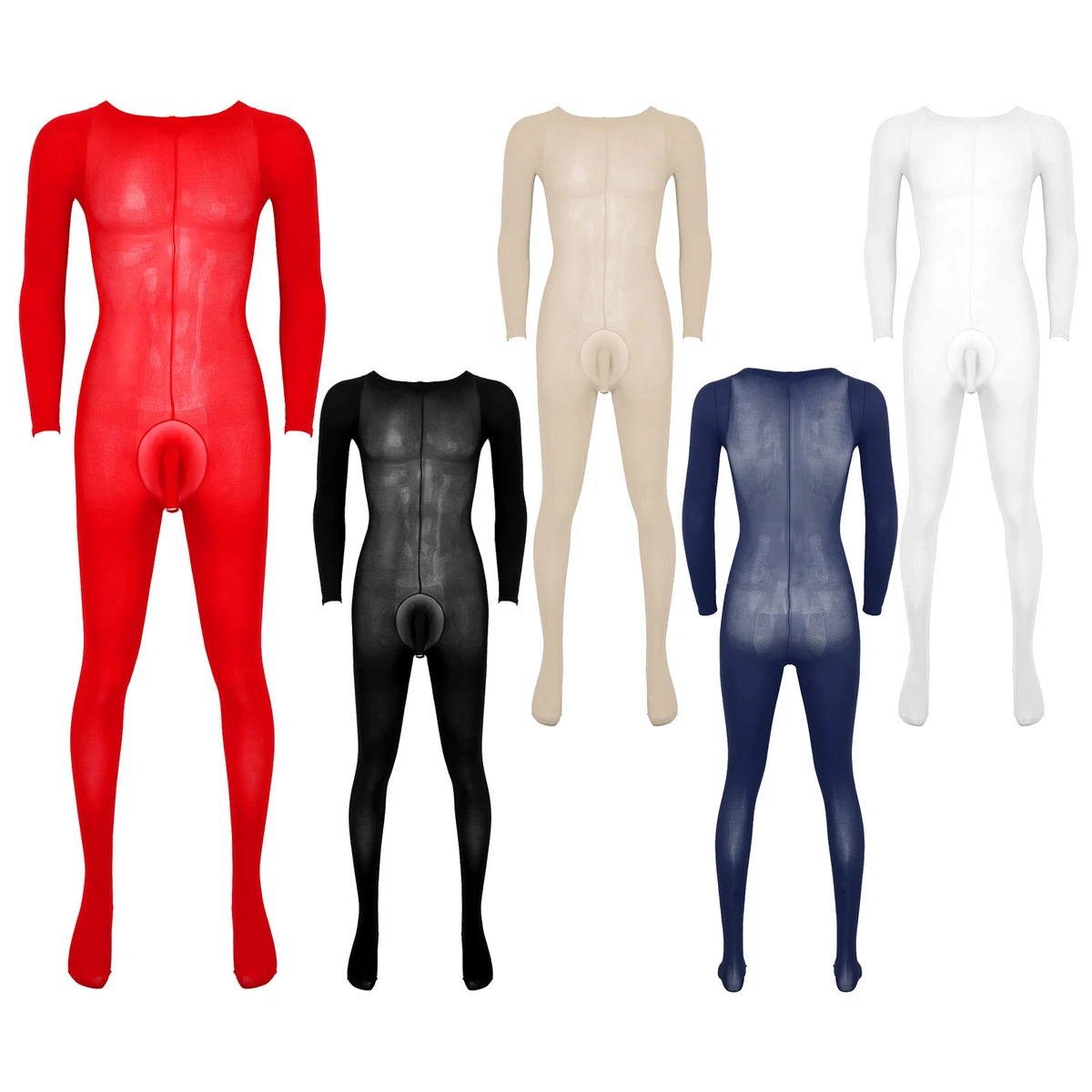 Men's Bulge Pouch Bodystocking Nylon Tights Jumpsuit Full Body Suit  Underwear