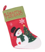 Snowman With Christmas Tree Happy Holidays Felt Christmas Stocking - 16 on sale Snowman With Christmas Tree Happy Holidays Felt Christmas Stocking - 16 on sale