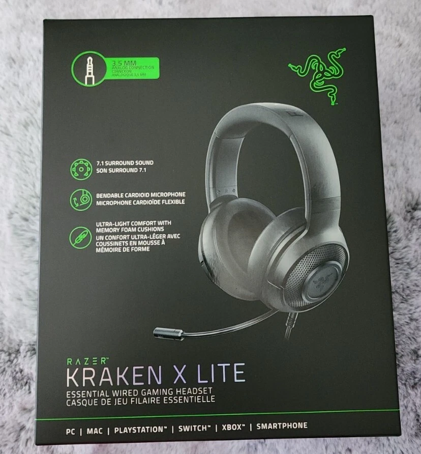 Razer Kraken X Lite 7.1 Surround Sound Ultra Light Wired Gaming Headset  with mic