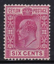 Album Treasures Ceylon Scott # 182  6c  Edward VII  Mint Hinged