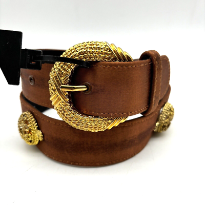 Vintage Cipriani leather belt with a gold-tone buckle Women’s Size Small Vintage Cipriani Black Italian Leather Gold Braided Buckle  main image 4