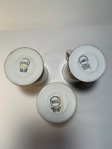 Vintage Hall Footed Irish Coffee Mugs No. 1273 Cream with Brown Base - set of 3 - Picture 3 of 3