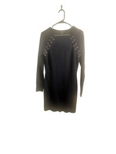 BCX Womens Navy Sweater Dress Rhinestone Grommets Size Medium
