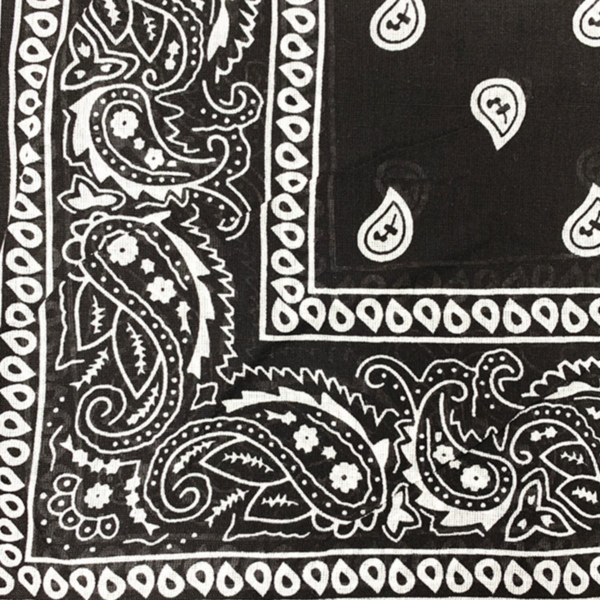 Girlyshop Bandana Nera Con Quadri Paisley Bianchi Su Entrambi I Lati - 100% Cotone, Lavabile In Lavatrice