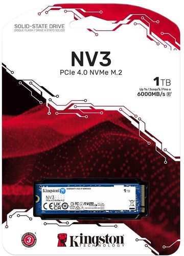 Kingston NV3 1TB Hard Disk SSD Interno M.2 2280 NVMe PCIe 4.0 6000/4000 MB/s - Foto 1 di 5