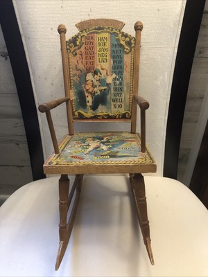 Antique Spelling Chair Circa 1880 wood/paper litho Rocking Chair | eBay