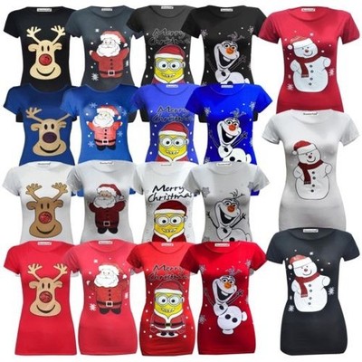 Homme Noël Rudolph Renne Santa Bonhomme De Neige à encolure ras-du-cou à manches courtes T Shirt Homme Noël Rudolph Renne Santa Bonhomme De Neige à encolure ras-du-cou à manches courtes T Shirt