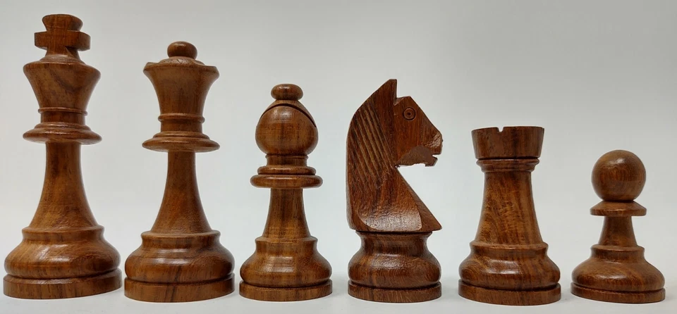 Piezas de ajedrez indias talladas a mano tamaño torneo King Staunton de madera de 3,5" Foto 3 de 4