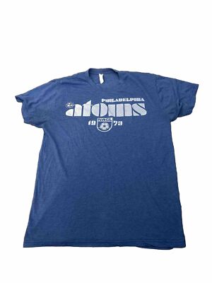 Philadelphia Atoms 1973 Logo NASL Soccer TRI-BLEND Royal Heather Tee Shirt Sz. L