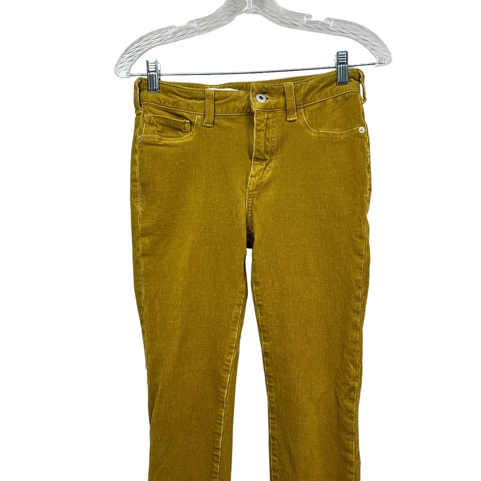 Pantalones de pana Anthropologie Pilcro para mujer tiro alto ajustados elásticos mostaza talla 26 Foto 2 de 4