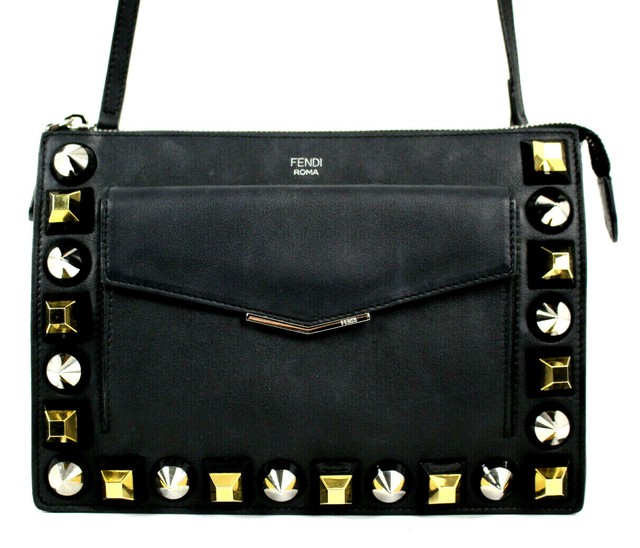 fendi black leather pouch