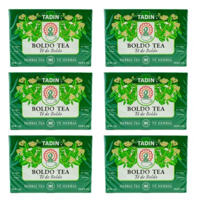 Tadin Boldo Herbal Tea, Made in USA,  24 tea bags  (6 BOXES) 07/2027