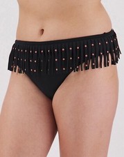 Womens Bikini Briefs Bottoms PLUS SIZE UK 22 Studded Tassel Flattering Black