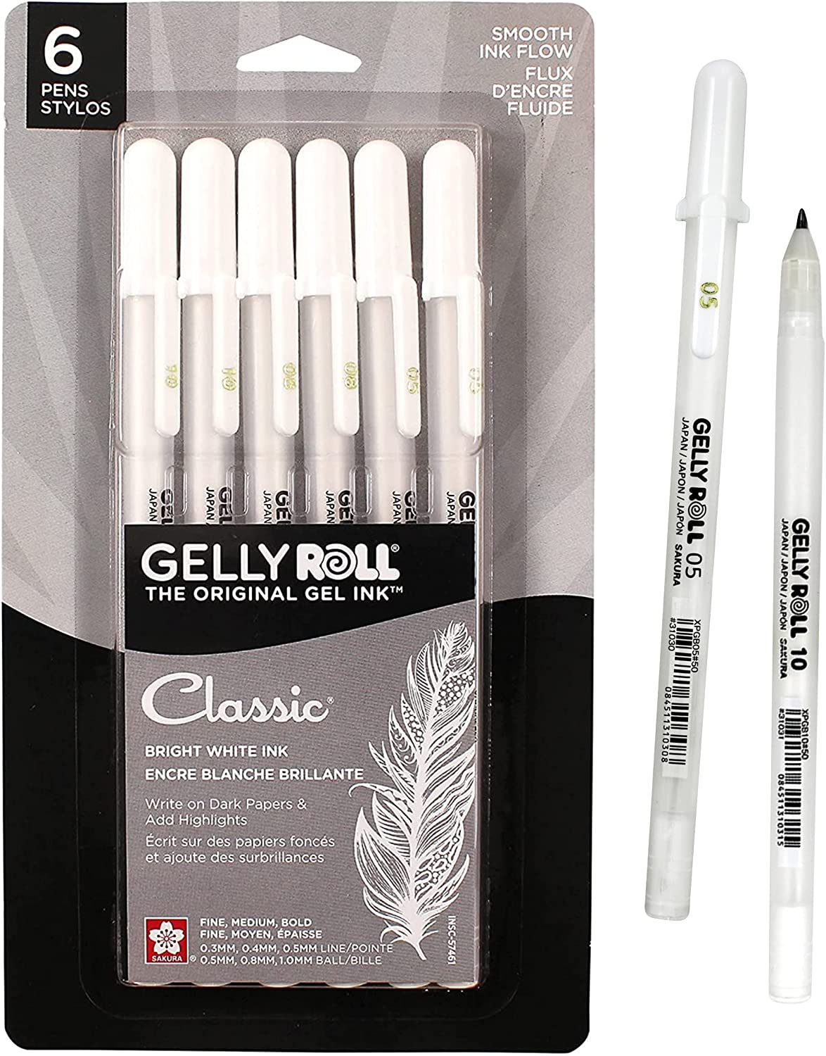 White Gel Pen Set - 1.0 mm Fine Point Pens, Gel Ink White Pen for Black  Paper Drawing, Art Drawing, Sketching & Writing - White Ink Pen Highlight