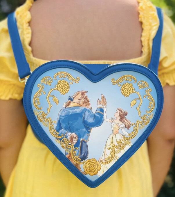 ❤️ Loungefly Beauty and The Beast Blue Heart Backpack Crossbody RARE HTF Bag Loungefly Beauty And The Beast Convertible Heart Mini  main image 3