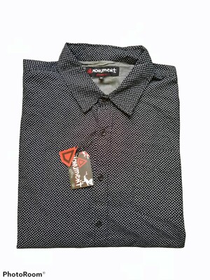 Monument Clothing Co 2XL Navy Blue Geometric Print Shirt Oxford Trim Cuff Pocket