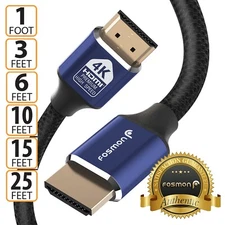 [1FT 3FT 6FT 10FT 15FT 25FT] 4K UHD High Speed Ethernet HDMI 2.0 Cable Plug