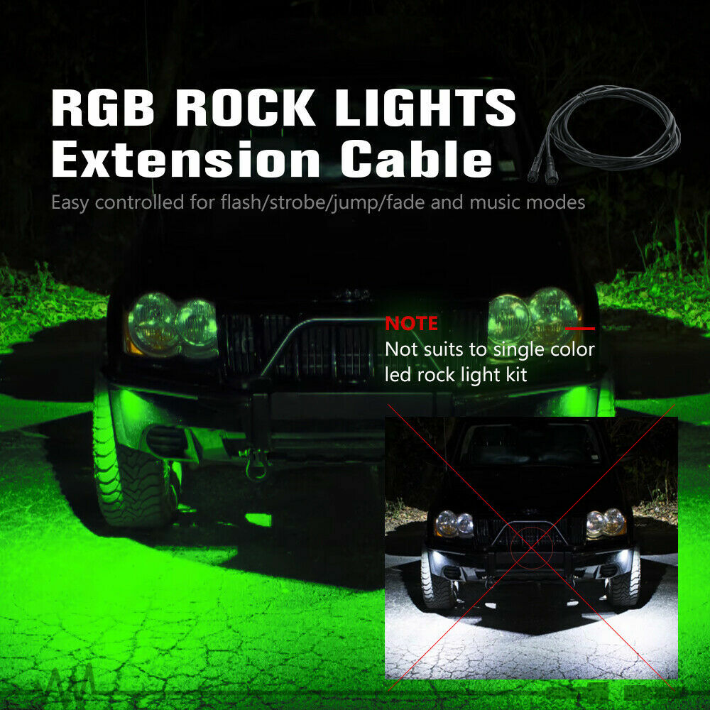 MICTUNING 2PCS 10ft Extension Wire Cable Cords for 4 Pole RGB LED Rock