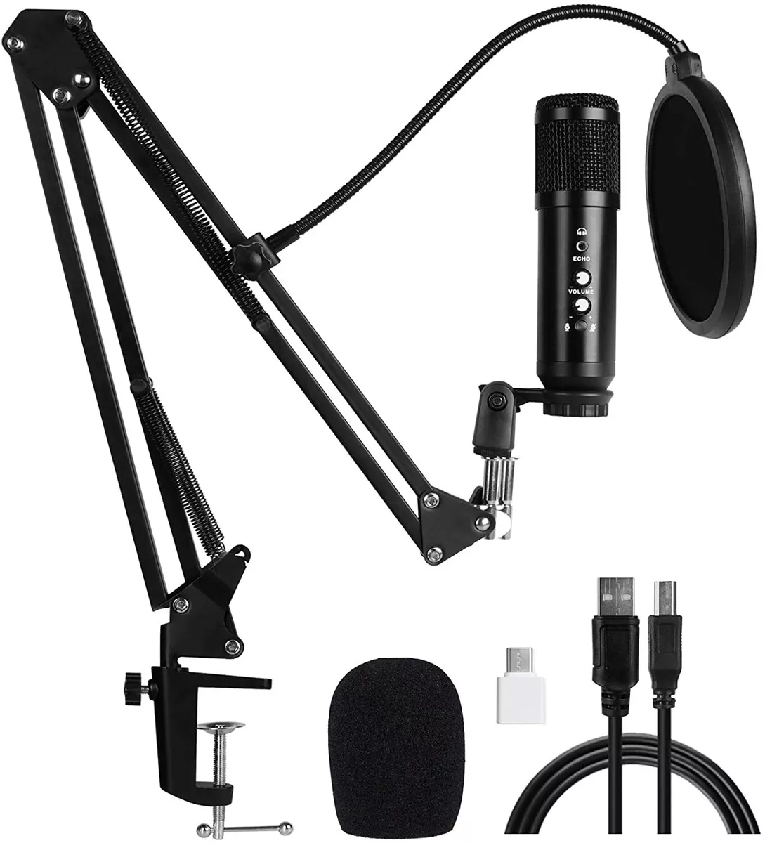 USB Microphone for PC-192KHZ/24Bit Studio Cardioid Condenser Mic Kit  Recording