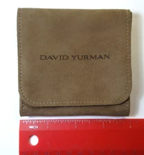 NEW David Yurman Large Brown Suede Pouch w/ Magnetic Closure 4" x 4" - FREE SHIP