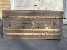 Louis Vuitton Rare Monogram "Ideal" Trunk Antique Steamer Travel Luggage