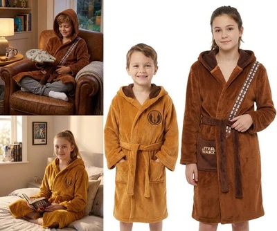 Star Wars Bademantel Unisex Kinder Jedi Chewbacca Neuheit Wrap Robe Nachtwäsche - Bild 1 von 2
