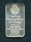 The First National Bank of Chicago Buckingham Fountain 1 OZ .999 Silver Bar