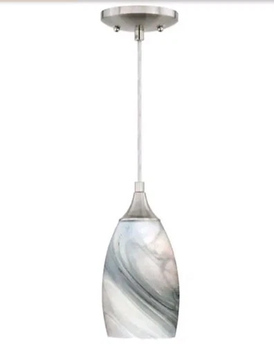 1-Light Marble Swirl Colored Glass Pendant by Milano/Satin Nickel/Free Shipping - Picture 2 of 12